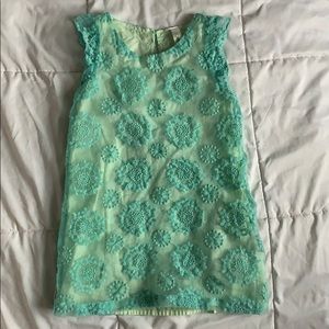 Green eyelet lace shift